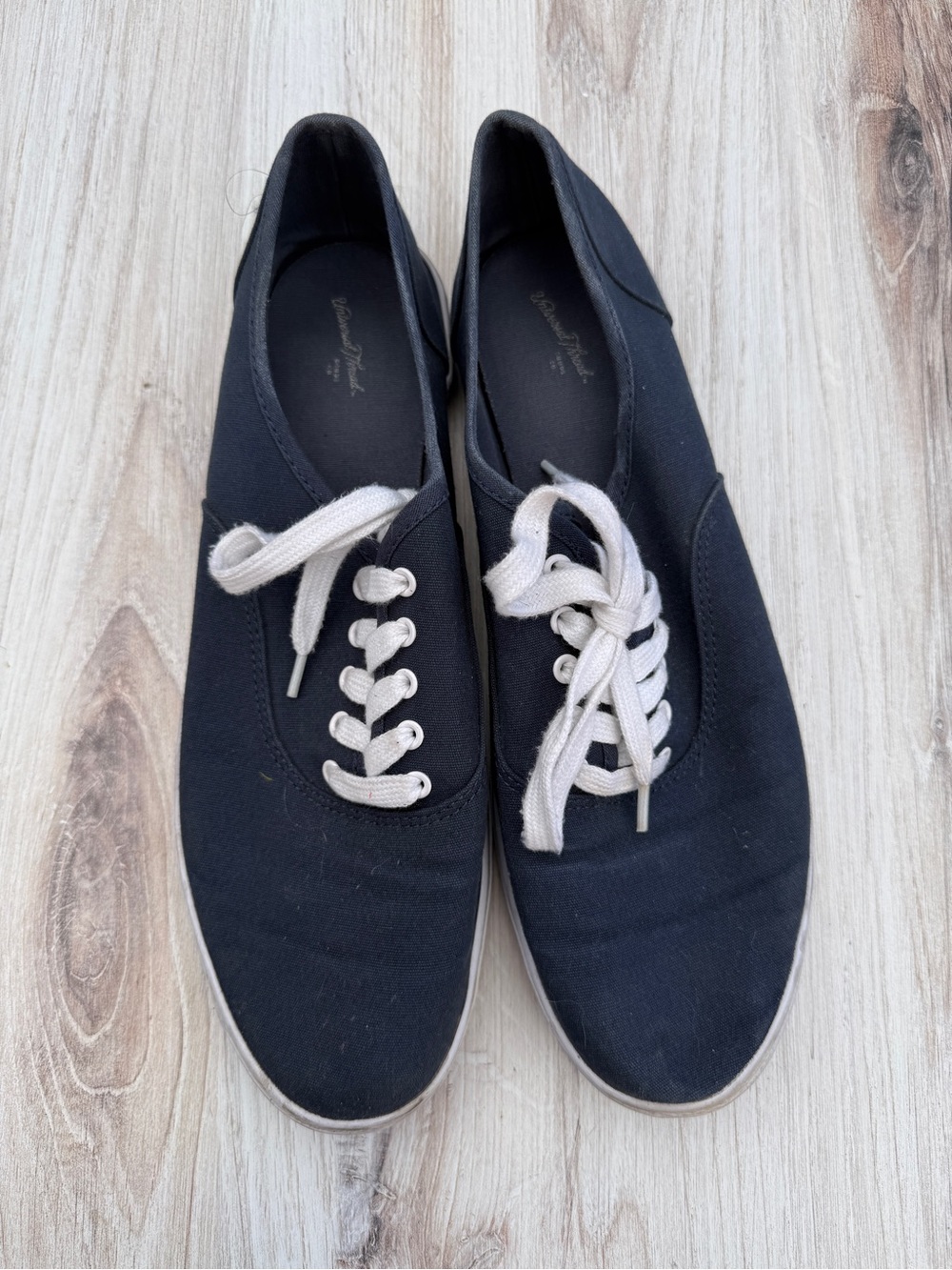 Navy Blue Canvas Lace-Up Sneakers with White Laces - Size 12